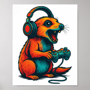 Niedlich Meerkat Video Game Controller Funny Gamer Poster