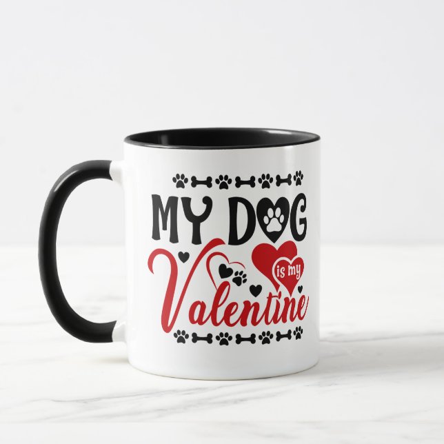 Niedlich "Mein Hund ist mein Valentin" Tasse (Links)