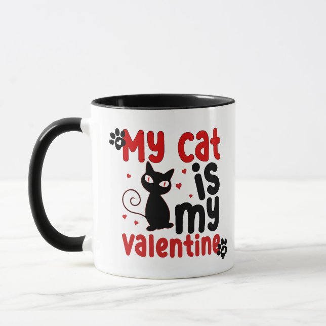 Niedlich "Meine Katze ist mein Valentine" Tasse (Links)