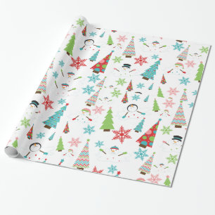 Niedlich Melting Snowman Funky Christmas Trees Geschenkpapier