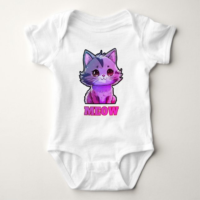 Niedlich Meow Baby Strampler (Vorderseite)