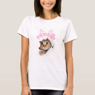 Niedlich Meowallo Peeking Kitten Design T-Shirt