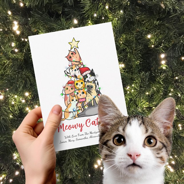 Niedlich Meowy Catmas Weihnachtsbaum Feiertagskarte (Von Creator hochgeladen)