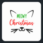 Niedlich Meowy Christmas Cat Face Quadratischer Aufkleber<br><div class="desc">Niedlich Meowy Christmas Cat Face Square Sticker</div>