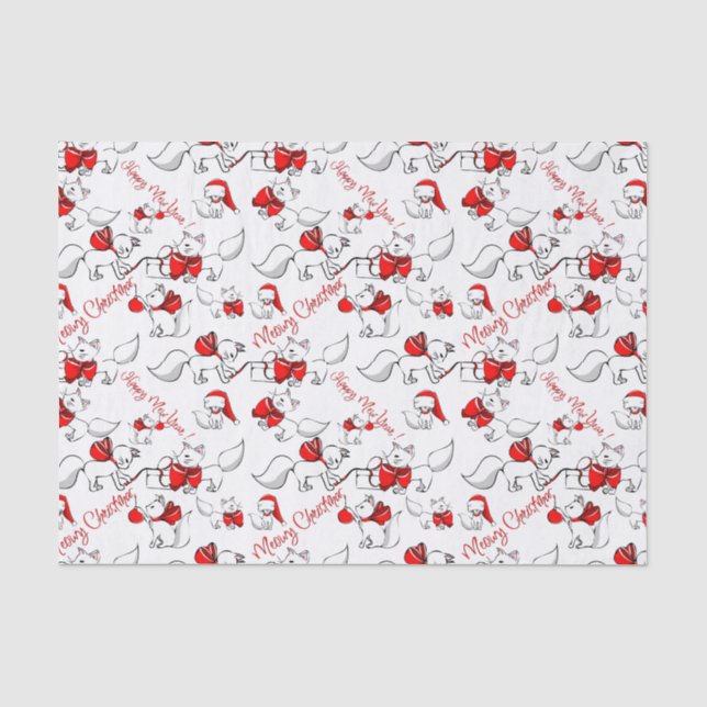 Niedlich Meowy Weihnachten Kätzchen Seidenpapier (Vorderseite)