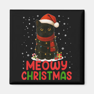 Niedlich Meowy Weihnachten Weihnachtsmannmütze Fun Magnet