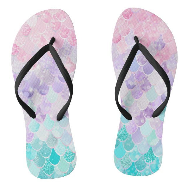 Niedlich Mermaid Beach Flip Flops, rosa, Lila, Aqu Flip Flops (Fußbett)