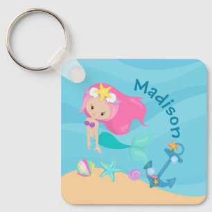 Niedlich Mermaid Girl Beach Custom Kids Schlüsselanhänger