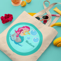 Niedlich Mermaid Girl Personalisiert Aquamarin Kid
