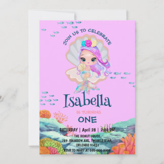 Niedlich Mermaid Glitzer Perle Rainbow Birthday Pa Einladung