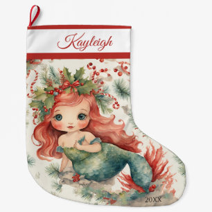 Niedlich Mermaid Großer Weihnachtsstrumpf