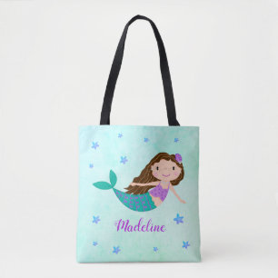 Niedlich Mermaid Lila Glitzer Aqua Tasche