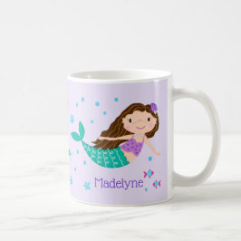 Niedlich Mermaid Lila Personalisiert Kaffeetasse