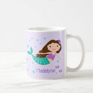 Niedlich Mermaid Lila Personalisiert Kaffeetasse