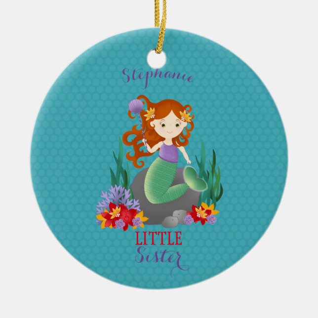 Niedlich Mermaid Little Sister Keramik Ornament (Vorne)
