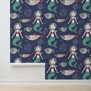 Niedlich Mermaid Muster Tapete