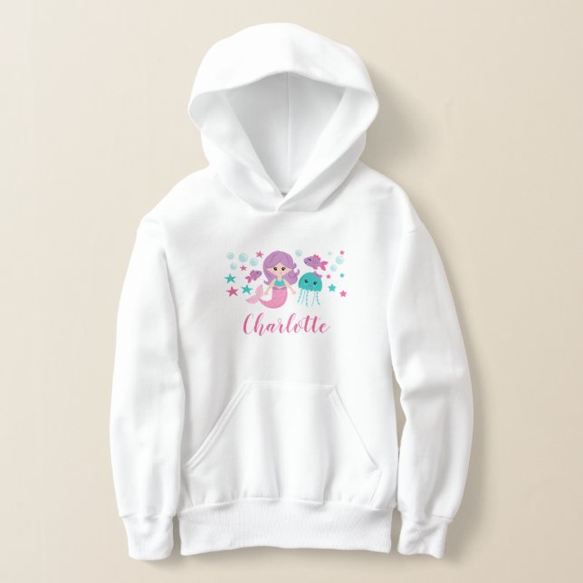 Niedlich Mermaid Personalisiert Girl Hoodie (Ablage )