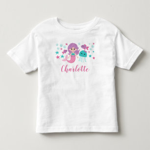 Niedlich Mermaid Personalisiert Girl Kleinkind T-shirt