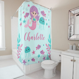 Niedlich Mermaid Personalisiert Kids Duschvorhang
