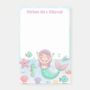 Niedlich Mermaid Personalisiert Mitzvah Notes Post-it Klebezettel