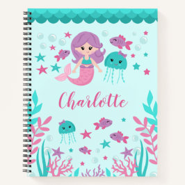 Niedlich Mermaid Personalisiert Notizbuch