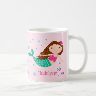 Niedlich Mermaid Pink Personalisiert Kaffeetasse
