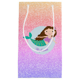 Niedlich Mermaid Rainbow Glitzer Personalisiert Kleine Geschenktüte