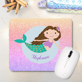 Niedlich Mermaid Rainbow Glitzer Personalisiert Mousepad