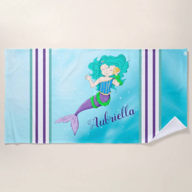 Niedlich Mermaid Strandtuch (Vorderseite)