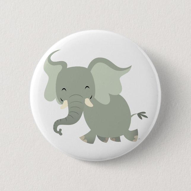 Niedlich Merry Cartoon Elephant Button Abzeichen (Vorderseite)