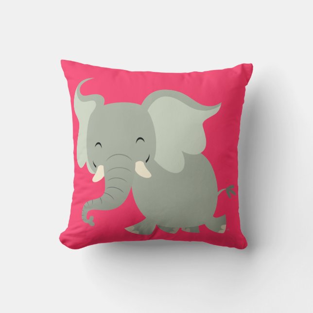 Niedlich Merry Cartoon Elephant Kissen (Vorderseite)