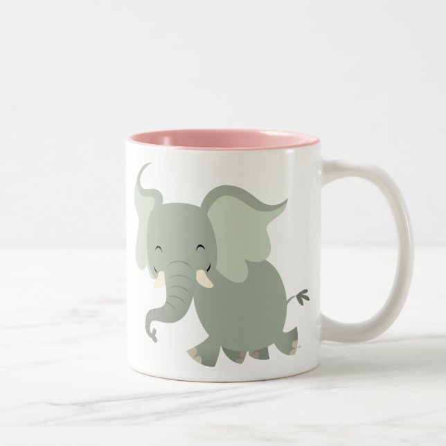 Niedlich Merry Cartoon Elephant Tasse (Rechts)