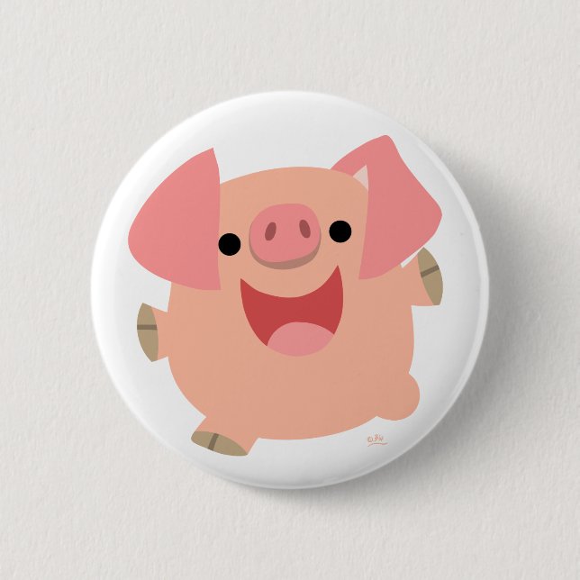 Niedlich Merry Cartoon Pig Button Abzeichen (Vorderseite)