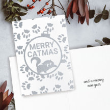 Niedlich Merry Catmas Kitty Cat Foil Weihnachtskar