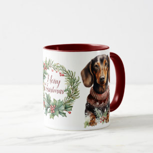 Niedlich Merry Dackel Hund Weihnachten Tasse