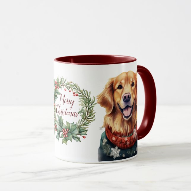 Niedlich Merry Golden Retriever Dog Weihnachtszeit Tasse (VorderseiteRechts)