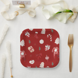 Niedlich Merry Little Red Winter Weihnachtsdusche Pappteller