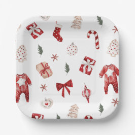Niedlich Merry Little Red Winter Weihnachtsdusche Pappteller