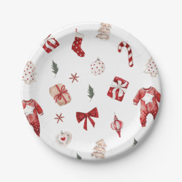 Niedlich Merry Little Red Winter Weihnachtsdusche Pappteller