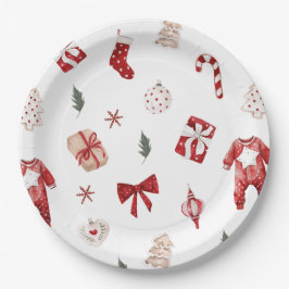 Niedlich Merry Little Red Winter Weihnachtsdusche Pappteller