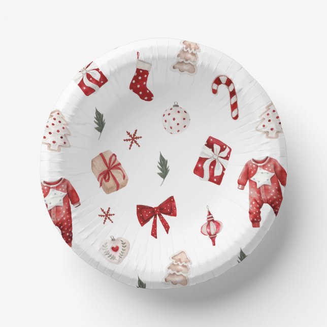 Niedlich Merry Little Red Winter Weihnachtsdusche Pappteller (Vorderseite)