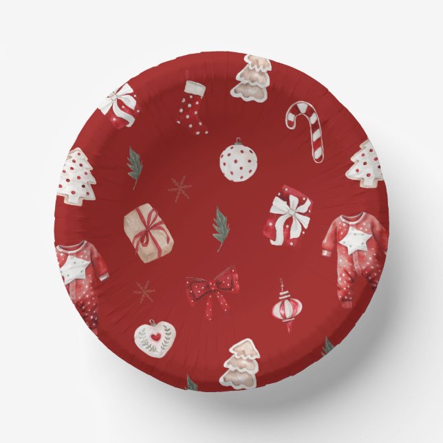 Niedlich Merry Little Red Winter Weihnachtsdusche Pappteller (Vorderseite)