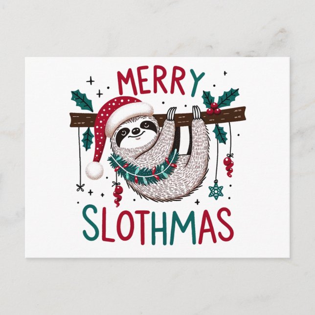 Niedlich Merry Slothmas Postkarte (Vorderseite)