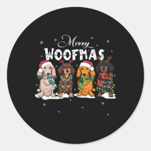 Niedlich Merry Woofmas Dackel Weihnachts-Hund Rein Runder Aufkleber