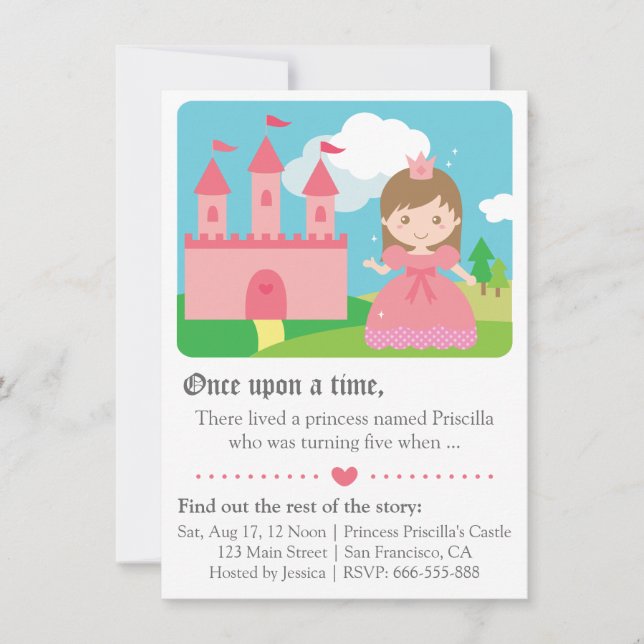 Niedlich Messe Princess Theme, Girl Birthday Party Einladung (Vorderseite)