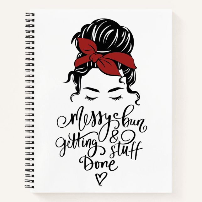 Niedlich Messy Bun Erledigen Notizbuch (Vorderseite)