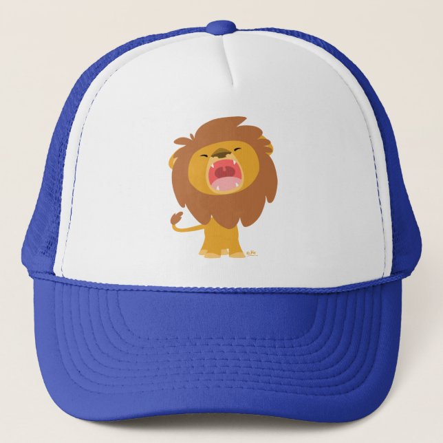 Niedlich Mighty Roaring Lion Cartoon Hat Truckerkappe (Vorderseite)