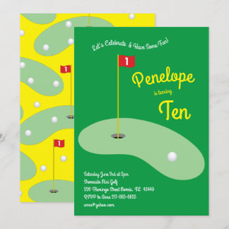 Niedlich Mini Golf Kindergeburtstag Party Sport Einladung