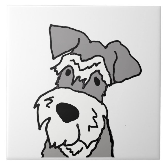Niedlich Miniatur Schnauzer Hund Cartoon Fliese (Vorderseite)