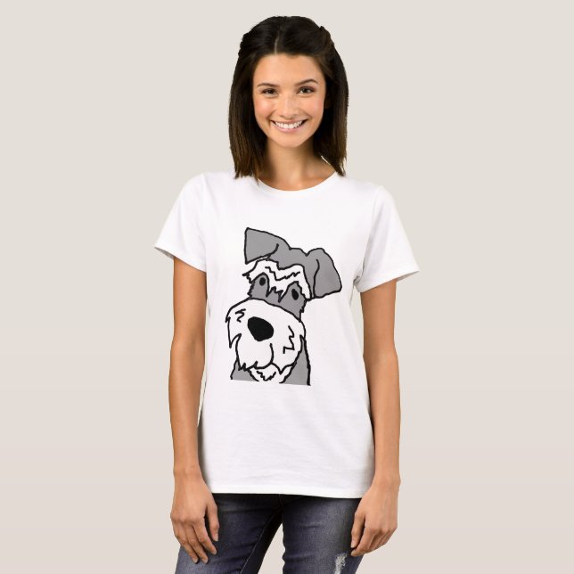 Niedlich Miniatur Schnauzer Hund Cartoon T-Shirt (Vorne ganz)